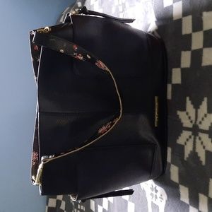 Steve Madden Black Pepple Faux Leather Large Shoulder Bag Tote